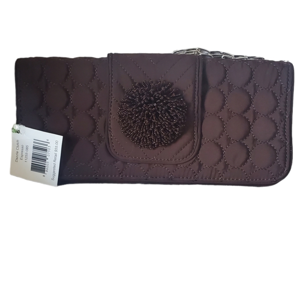 Vera Bradley dazzle expresso brown fabric clutch